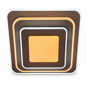 Layered square ceiling light with a warm-lit centre panel and brown outer rings