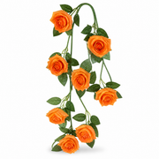 Orange artificial rose floral garland 2 metre length