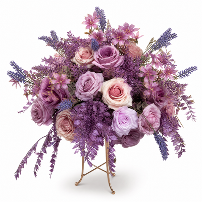 Rose Artificial Floral Arrangement, 40 cm — Red or Purple