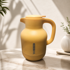Double Wall Vacuum Insulated Yellow Thermos Pitcher 1L for Hot and Cold Drinks