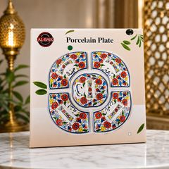 Elegant Al-Baik Olive Design Porcelain Sectioned Serving Plate Set