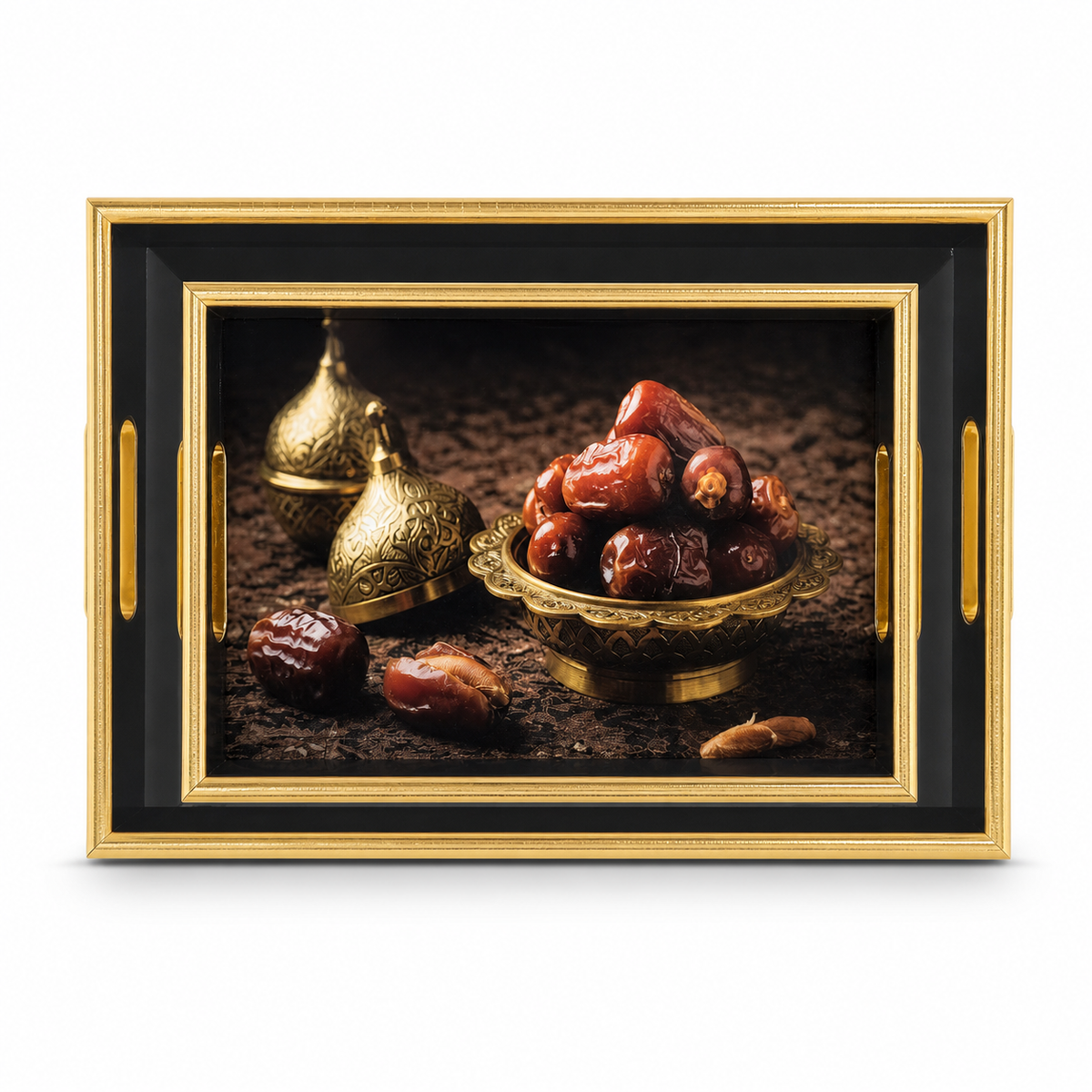 Luxurious Gilded Bronze Frame with Artistic Date Fruit Display Graphic Art Print