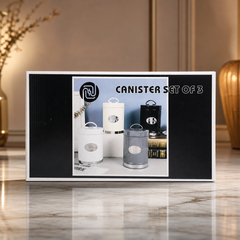 Set of 3 Stylish Metal Canisters for Kitchen Storage with Clear Viewing Windows