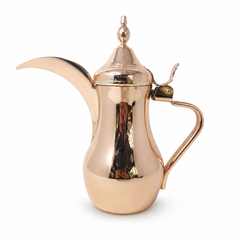 Elegant Copper Arabic Coffee Pot Dallah with Vintage Brass Finish - 20 oz