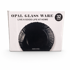 32-Piece Black Opal Glass Dinnerware Set Elegant Home Dining Collection