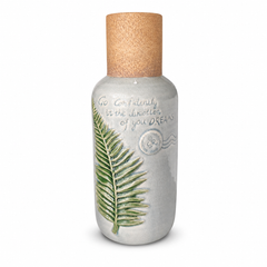 Inspirational Ceramic Vase with Cork Top and Fern Design