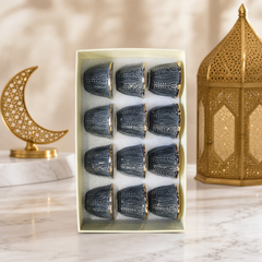 Luxurious Embossed Ceramic Turkish Coffee Cup Set - 12 Pieces
