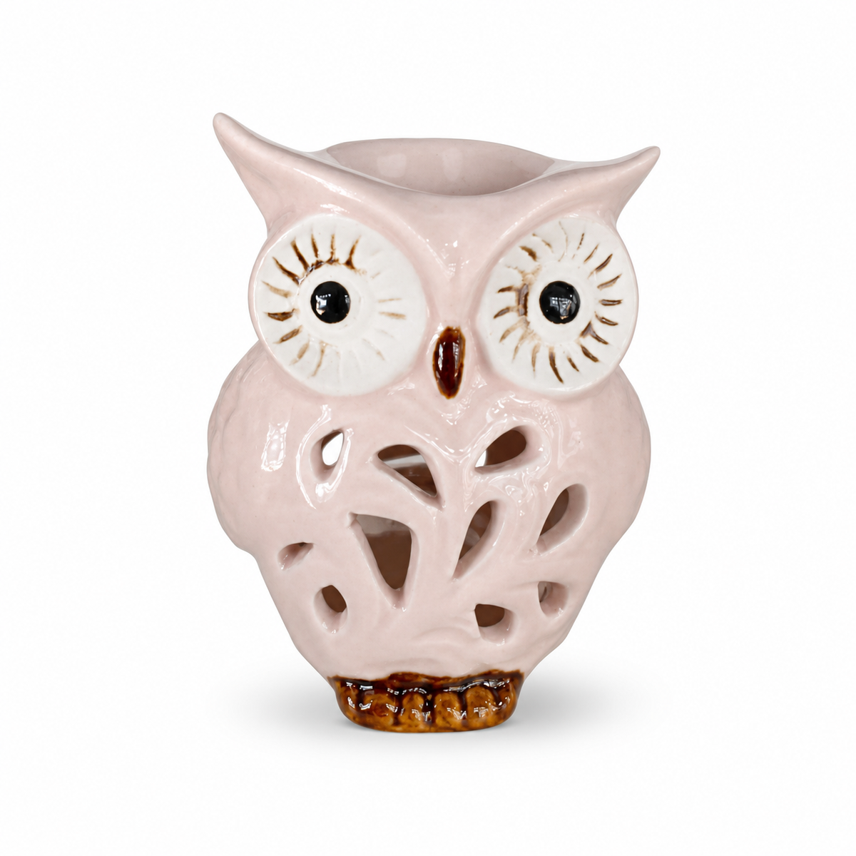 Ceramic Owl Cutout Tealight Holder Lantern Pastel Pink Home Decor Gift