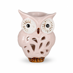Ceramic Owl Cutout Tealight Holder Lantern Pastel Pink Home Decor Gift
