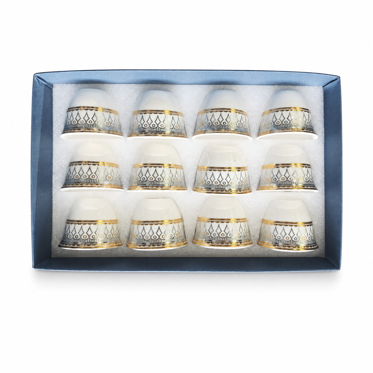12-Piece Elegant Moroccan Tea Cup Set with Gold Trim