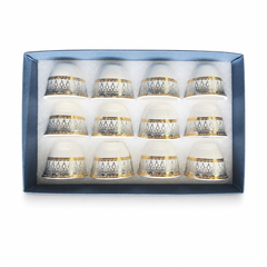 12-Piece Elegant Moroccan Tea Cup Set with Gold Trim
