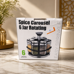 6-Jar Rotating Spice Carousel Organizer for Kitchen Countertops