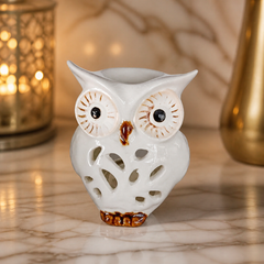Ceramic Owl Shaped Candle Holder – Decorative Vintage White Tea Light Holder for Home Decor