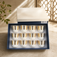 Premium Porcelain Turkish Coffee Cups Set of 12 with Gold Embellishments