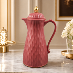 Luxurious Vintage Pink Coffee Carafe with Gold Accent Lid