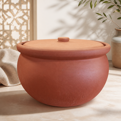 Handcrafted Clay Rice Cooking Pot with Lid - Eco-Friendly Natural Earthenware for Flavorful Meals