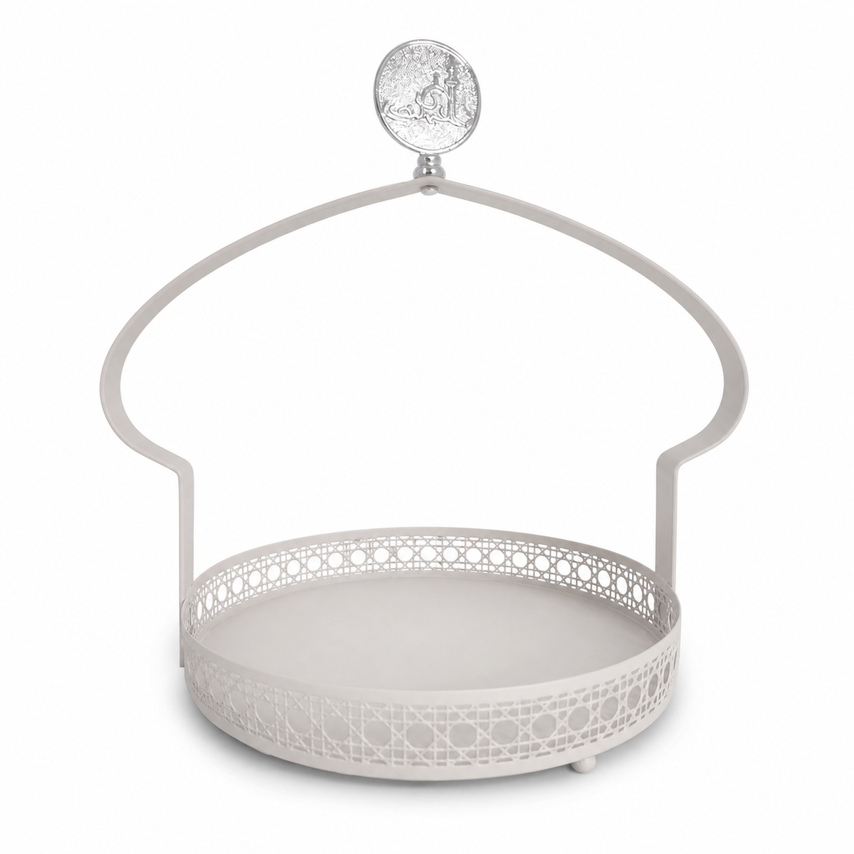 Elegant Silver Decorative Serving Tray with Handle