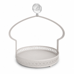Elegant Silver Decorative Serving Tray with Handle