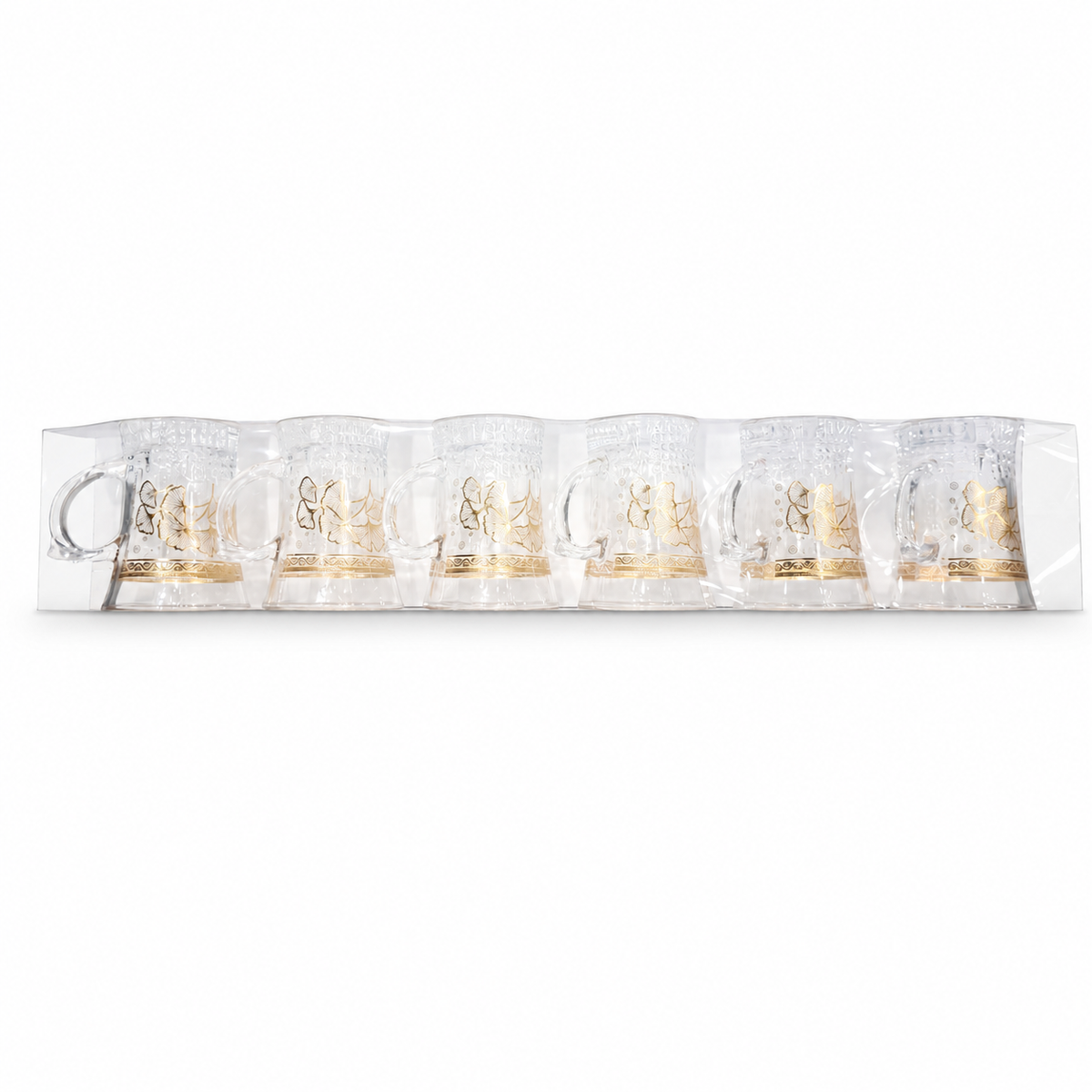 Gold Rim Glass Mug Set of 6 - Elegant Crystal-Style Coffee and Tea Cups for Special Occasions