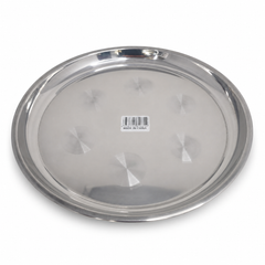 Round Stainless Steel Serving Tray 14-Inch Durable and Elegant for Home or Catering