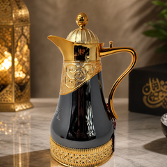 Luxurious Gold-Trimmed Arabic Coffee Pot – Elegant Design, Durable Craftsmanship