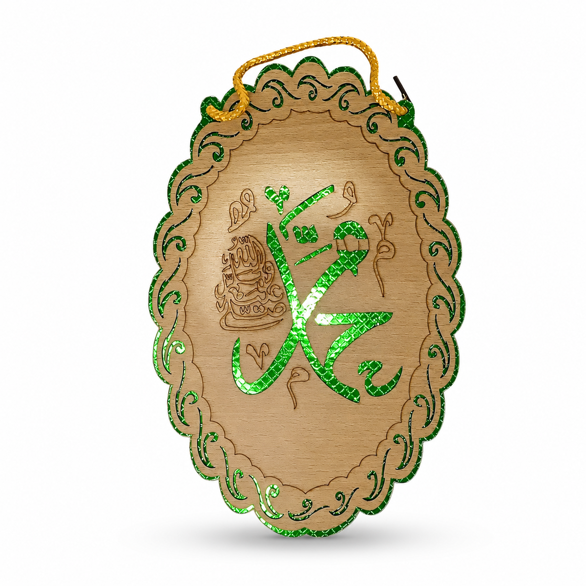Islamic Calligraphy Wall Decor - Arabic Name Plaque with Glittering Accents