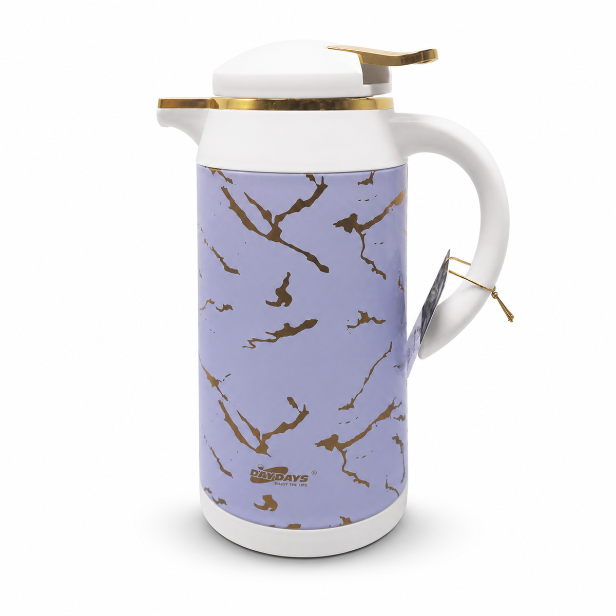 Elegant Marble Insulated Thermal Jug with Lid - 2L Purple Gold