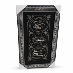 Islamic Calligraphy Wall Clock with Silver Detailing and Greek Key Border