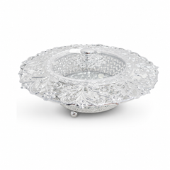 Elegant Silver Decorative Lotus-Shaped Crystal Candy Dish with Lid