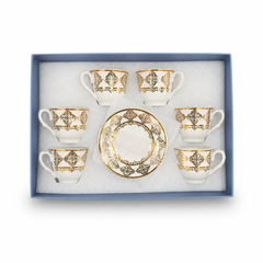 Elegant Gold Trim Porcelain Tea Cup and Saucer Set - 12 Piece Luxury Gift Box