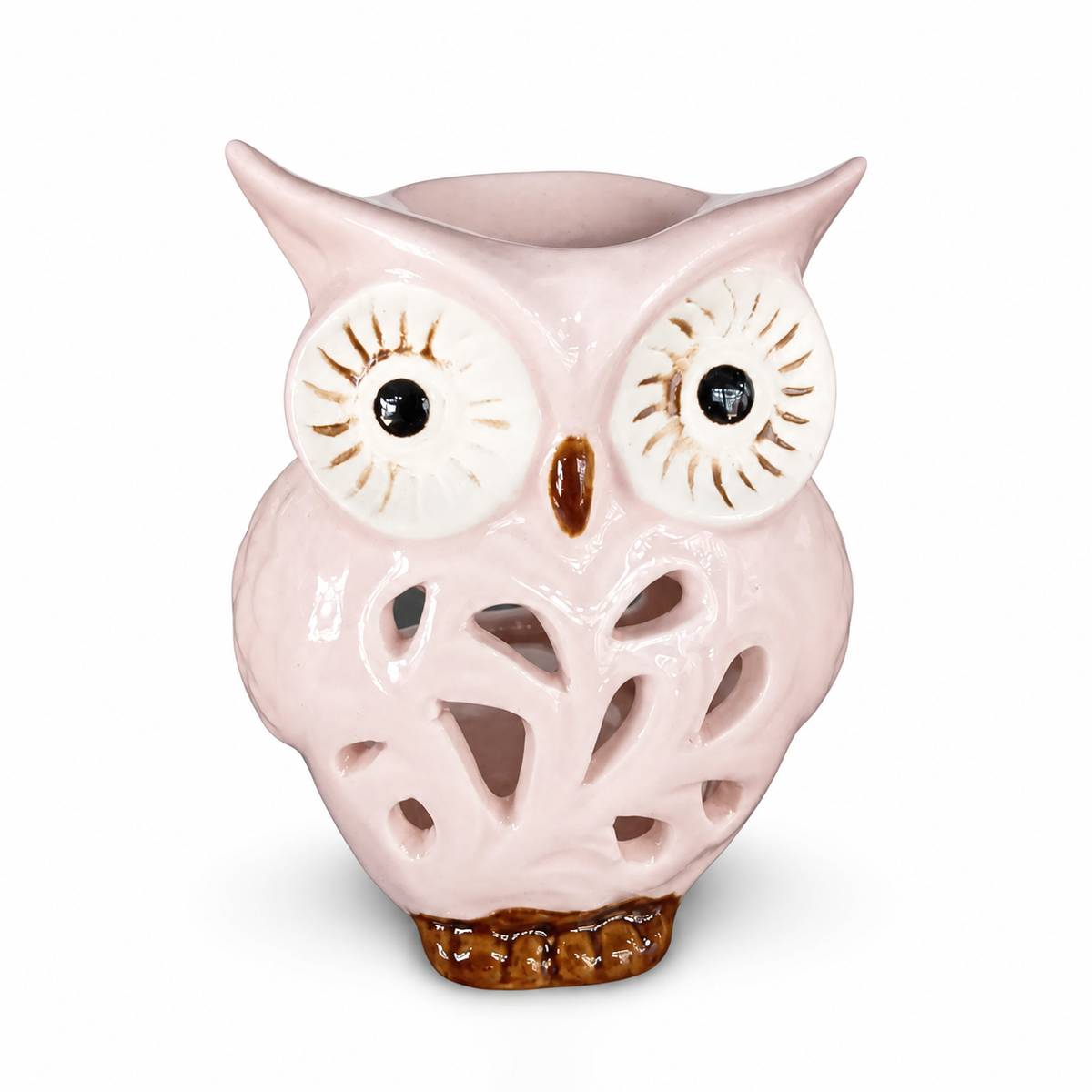 Ceramic Owl Figurine Candle Holder – White, Handcrafted, Home Decor Accent
