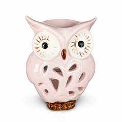 Ceramic Owl Figurine Candle Holder – White, Handcrafted, Home Decor Accent