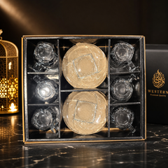12-Piece Glass Cup and Saucer Set – Elegant Crystal Clear Design for Tea Party or Coffee Gathering