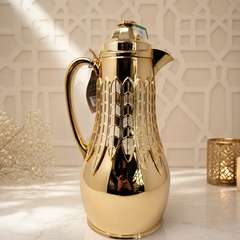 Elegant Gold Thermal Coffee Carafe - 1L Insulated Flask with Seal Lid