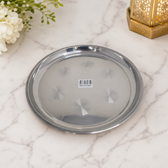 Round Stainless Steel Serving Tray 14-Inch Durable and Elegant for Home or Catering