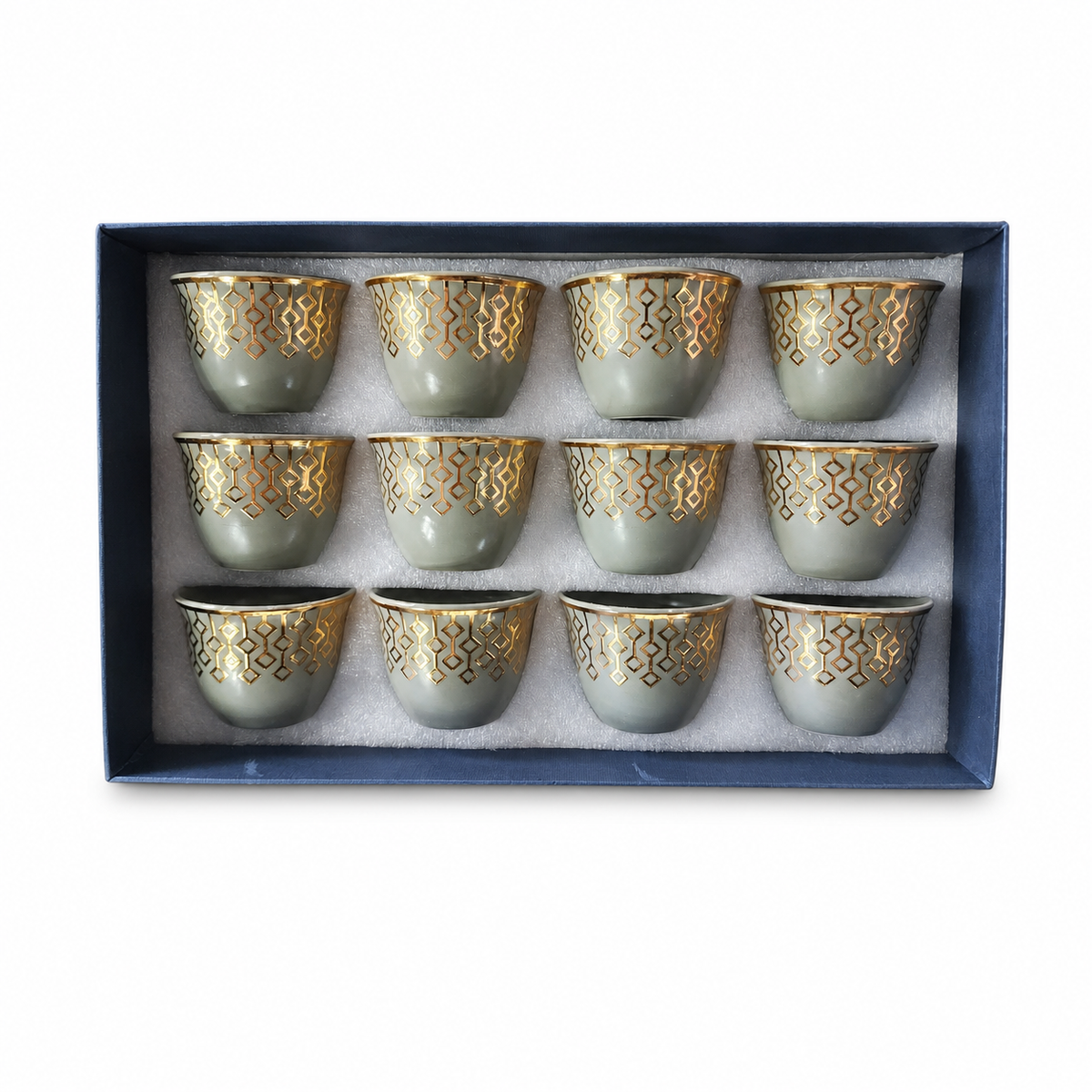 Elegant Gold-Patterned Ceramic Tea Cup Set - 12 Piece Gift Box