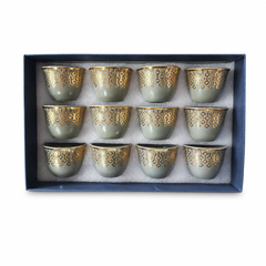 Elegant Gold-Patterned Ceramic Tea Cup Set - 12 Piece Gift Box