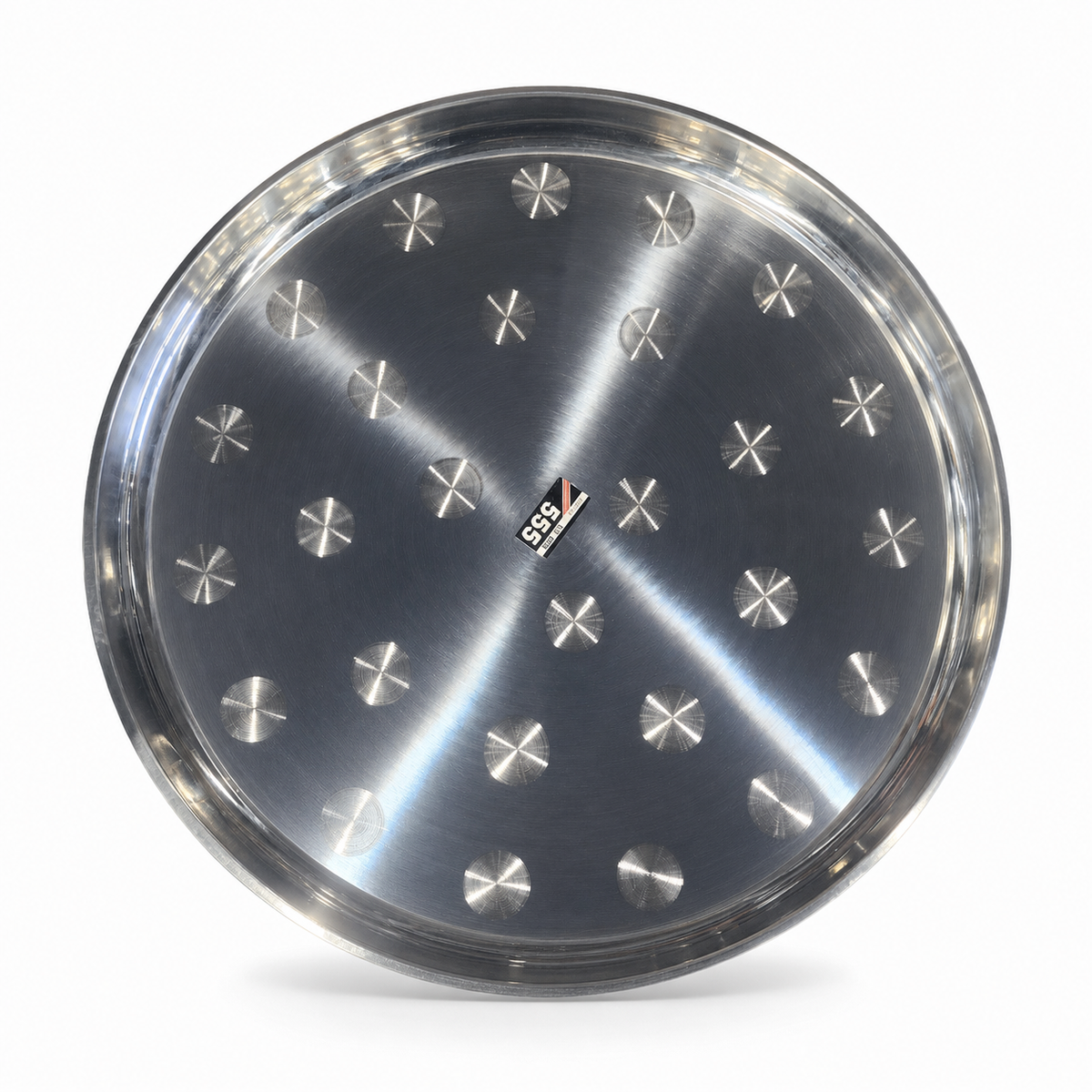 Stainless Steel Round Serving Tray with Etched Design