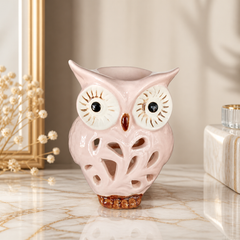 Ceramic Owl Figurine Candle Holder – White, Handcrafted, Home Decor Accent