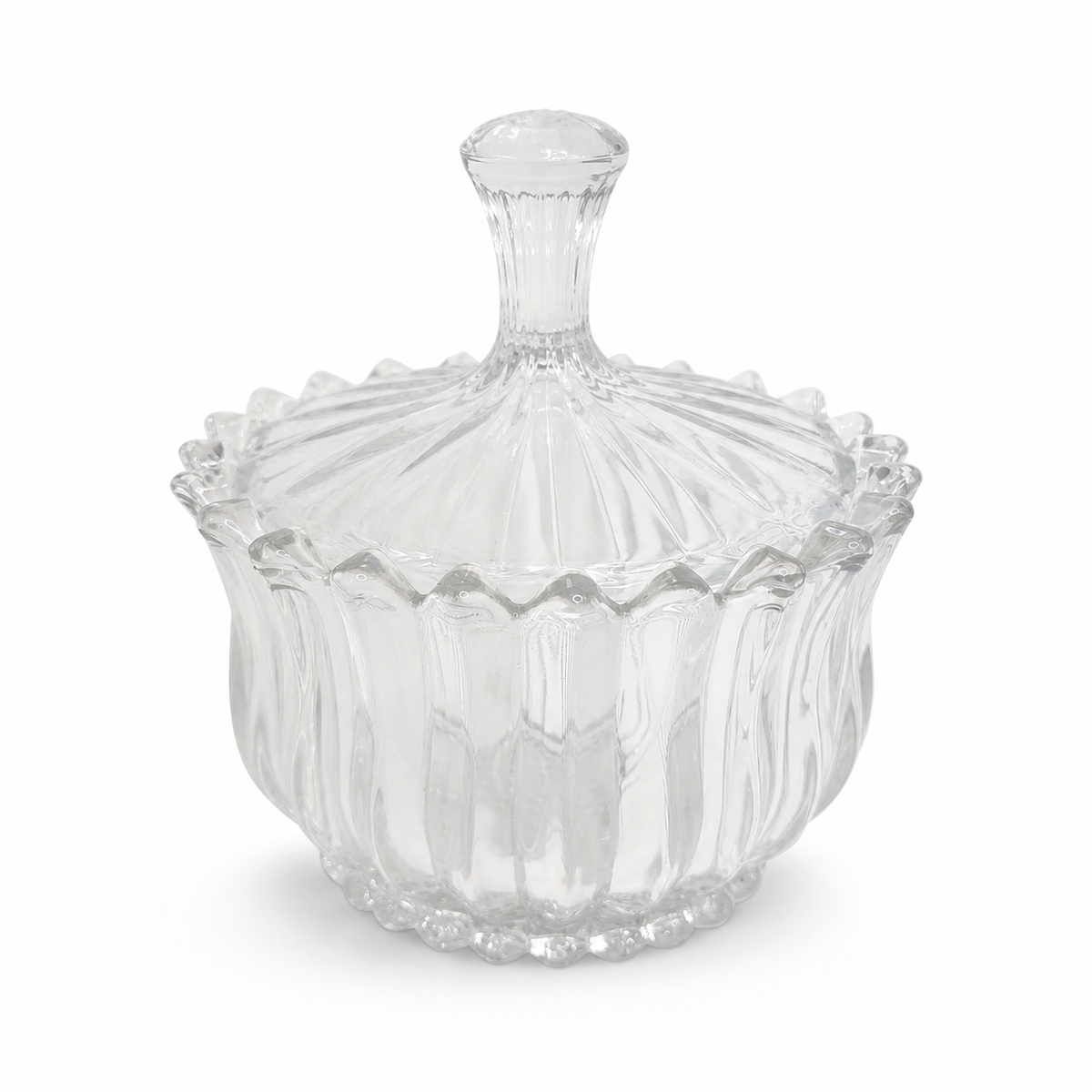 Elegant Crystal Glass Lidded Candy Dish Bowl for Wedding Decor and Kitchen Storage
