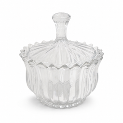 Elegant Crystal Glass Lidded Candy Dish Bowl for Wedding Decor and Kitchen Storage