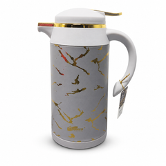 Elegant Gold-Accented Marble Design Insulated Thermos Flask with Handle - 1 Liter