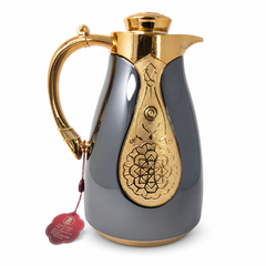 Luxurious Gold-Plated Thermal Coffee Carafe - Ornate Arabic Insulated Teapot 1L