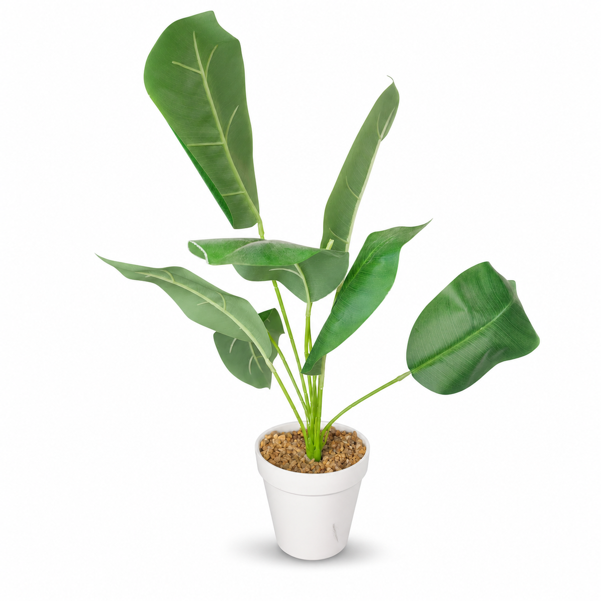 Artificial Banana Tree Plant in White Pot - Realistic Faux Foliage for Home and Office Decor