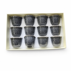 Set of 12 Handcrafted Ceramic Espresso Cups with Intricate Pattern Design