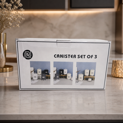 Set of 3 Stylish Metal Canisters for Kitchen Storage with Clear Viewing Windows