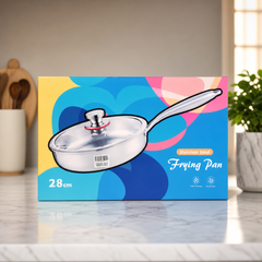 28cm Stainless Steel Frying Pan with Lid - Durable & Easy to Clean