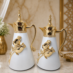 Luxury Gold Floral Coffee Carafe Set – Elegant Ceramic and Metal Pitchers for Home Decor and Entertaining