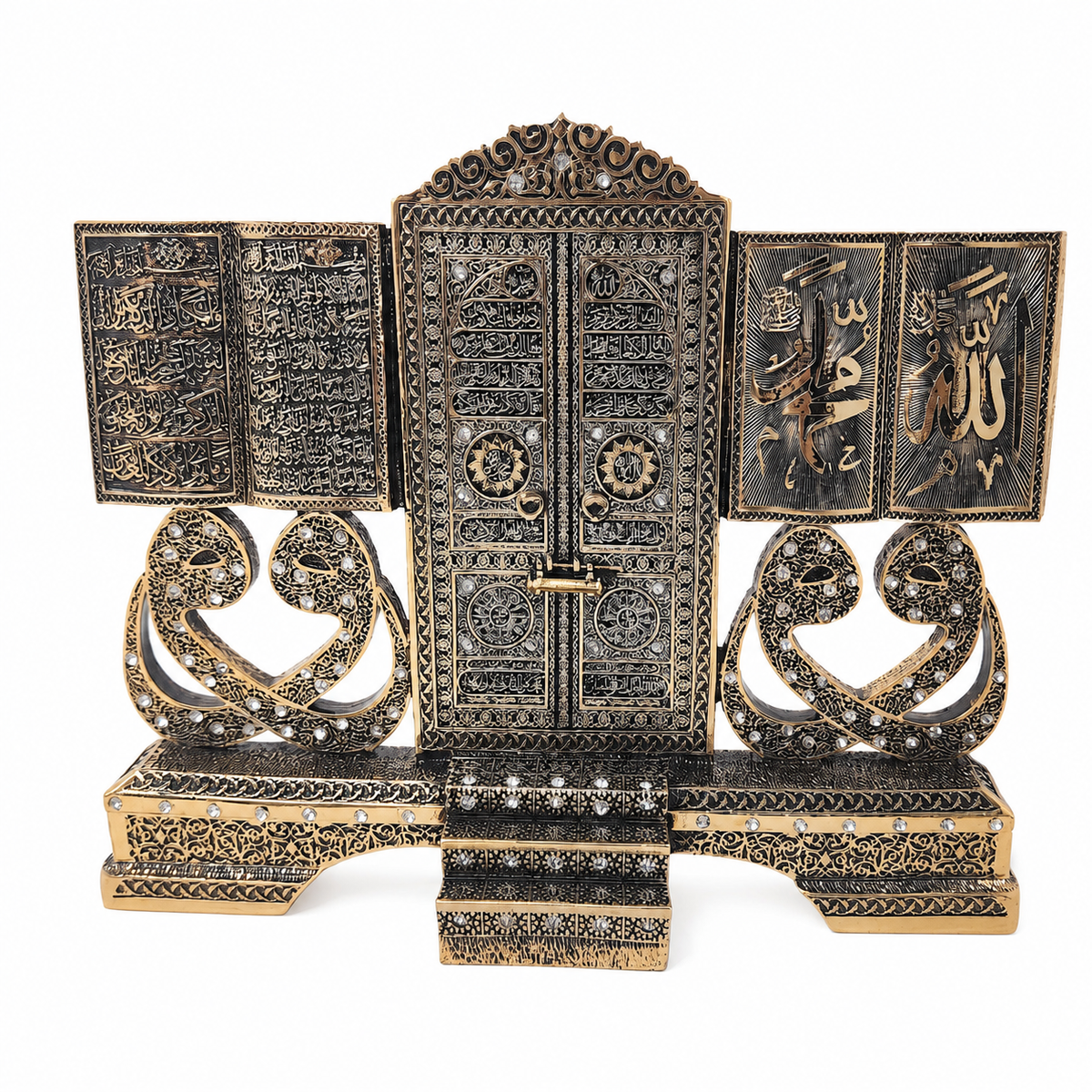 Islamic Wall Art Kaaba Door Replica Intricate Metal Quranic Decor