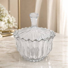 Elegant Crystal Glass Lidded Candy Dish Bowl for Wedding Decor and Kitchen Storage